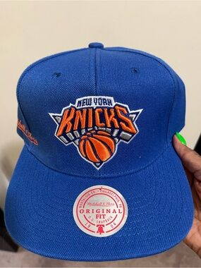 Mitchell & Ness Royal Blue New York Knicks Snapback with Orange Logo